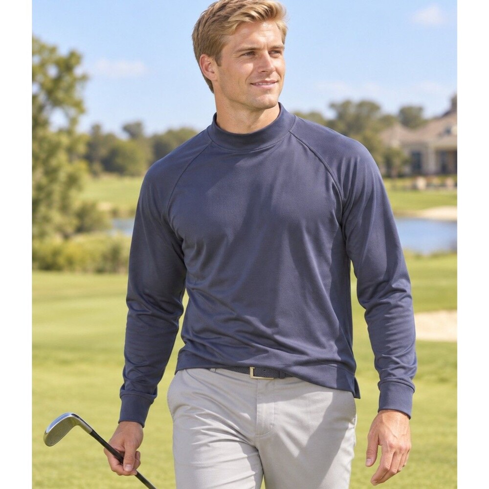 FootJoy Men’s LSU Mock Neck Golf Base Layer Navy Blue Size Medium